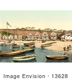 #13628 Picture Of The East Beach Of Helgoland With Boats And Buildings Germany