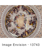 #13743 Picture Of The Rotunda Painting Of Apotheosis Of Washington By Constantino Brumidi