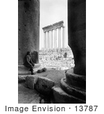 #13787 Picture Of Man Viewing The Temple Of Jupiter From The Temple Of The Sun