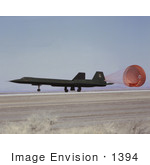 #1394 Photo Of An Sr-71 Landing With A Red Drag Chute Behind 01/01/1990