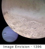 #1396 Astronomy Stock Photo Of Planet Neptune And Triton