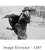 #1397 Photo Of A Young Man Carrying A Thanksgiving Turkey On His Back