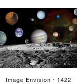 #1422 Stock Photo Of The Planets Of The Solar System With Craters Of The Moon