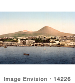 #14226 Picture Of Boats At Naples Mount Vesuvius In The Background Italy