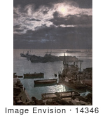 #14346 Picture Of Ships In The Algiers Harbor At Night Algeria