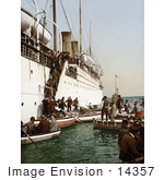#14357 Picture Of People Boarding On Smaller Boats Leaving A Big Ship Algeria
