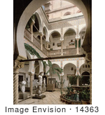 #14363 Picture Of A Courtyard With Trees Statues And Fountains Algiers Algeria