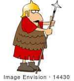 #14430 Scared Roman Soldier With A Spear Clipart