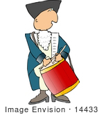 #14433 Revolutionary War Soldier Man Drumming Clipart