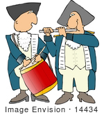 #14434 Revolutionary War Soldiers Playing The Drums And Flute Clipart
