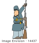 #14437 American Civil War Soldier Preparing His Rifle For Battle Clipart