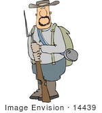 #14439 Confederate Soldier Holding A Socket Bayonet Rifle Clipart