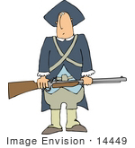 #14449 Revolutionary War Soldier Holding A Rifle Clipart