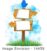 #14459 Bird On Blank Signs With Arrows Clipart