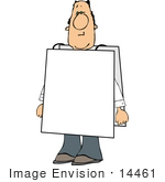 #14461 Middle Aged Caucasian Man Wearing A Blank Sign Clipart