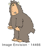 #14466 Bigfoot Sasquatch With Horns Clenching Fists Because Its Angry Clipart