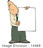 #14468 Caucasian Businessman Holding A Blank White Board Clipart