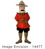 #14477 Mountie Man In A Red Uniform Clipart