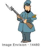 #14480 Soldier Holding A Bayonet Rifle Clipart