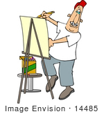 #14485 Caricature Artist Using An Easel And Crayons Clipart