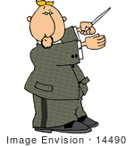 #14490 Middle Aged Caucasian Conductor Man Holding A Conducting Baton Clipart