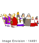 #14491 Catholic Bishops Nuns And Altar Boys Clipart