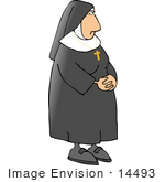 #14493 Nun Wearing A Cross Necklace Clipart
