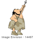 #14497 Caveman Holding A Spear Clipart