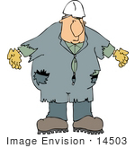 #14503 Middle Aged Caucasian Man In Beat Up Coveralls Clipart