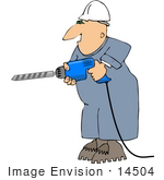 #14504 Middle Aged Caucasian Man Holding A Power Drill Clipart