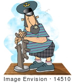 #14510 Ships Captain At The Wheel Clipart