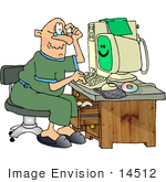 #14512 Senior Caucasian Man Using A Computer Clipart