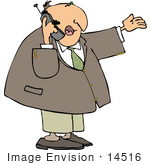 #14516 Middle Aged Caucasian Business Man Talking on a Cell Phone Clipart by DJArt