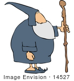 #14527 Wizard With A Cane Clipart
