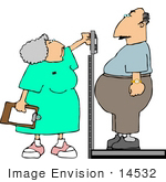 #14532 Nurse Weiging An Overweight Man In A Doctors Office Clipart