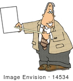 #14534 Man Pointing To A Blank Sign Clipart