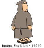 #14540 Monk Looking Back Over His Shoulder Clipart