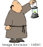 #14541 Monk Carrying A Lantern In Front Of Him Clipart