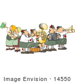 #14550 German Brass Band And Beer Maidens At Oktoberfest Clipart