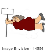 #14556 Overweight Woman Being Blown In The Wind Holding Onto A Pole Clipart