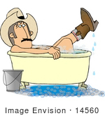 #14560 You Might Be A Redneck If You Are A Cowboy Bathing With Your Boots On Clipart