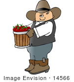 #14566 Cowboy Carrying Apples In A Bushel Clipart