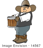 #14567 Cowboy Carrying An Empty Bushel Bucket Clipart