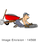 #14568 Middle Aged Caucasian Man Laying Cement Clipart