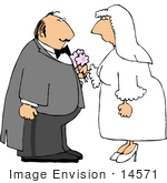 #14571 Middle Aged Caucasian Bride And Groom Getting Married Clipart