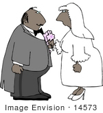 #14573 Middle Aged African American Bride And Groom Facing Eachother Clipart
