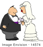 #14574 Caucasian Bride And Groom Couple Getting Married Clipart