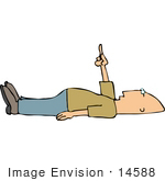 #14588 Middle Aged Caucasian Man Laying On His Back Pointing Upwards Clipart