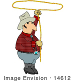#14612 Cowboy Man Spinning A Lariat Lasso Rope Over His Head Clipart