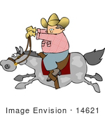 #14621 Cowboy Man Riding A Fast Horse Clipart
